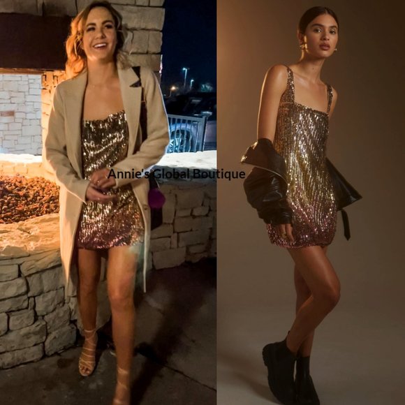 NWT ANTHROPOLOGIE Let Me Be Sequined Shift Mini Dress. Size XL - Picture 9 of 16